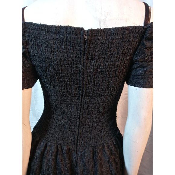 Vintage Positively Ellyn Black Lace Cocktail Prom Dress 80'Elastic Waist Sz 8 - Picture 6 of 16